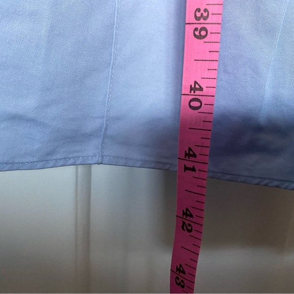 Midi-length sleeveless blue poplin dress - Picture 6 of 6